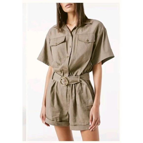 Frame Denim Khaki Button-Up Romper - Picture 1 of 12